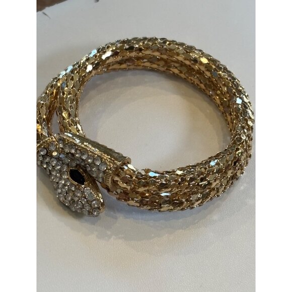 Gold Snake-Style Rhinestone Wrap Bracelet - Picture 9 of 12
